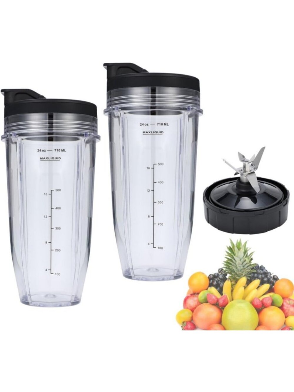 24oz Blender Cups with 7 Fin Blade for Nutri Ninja Smoothies & Shakes